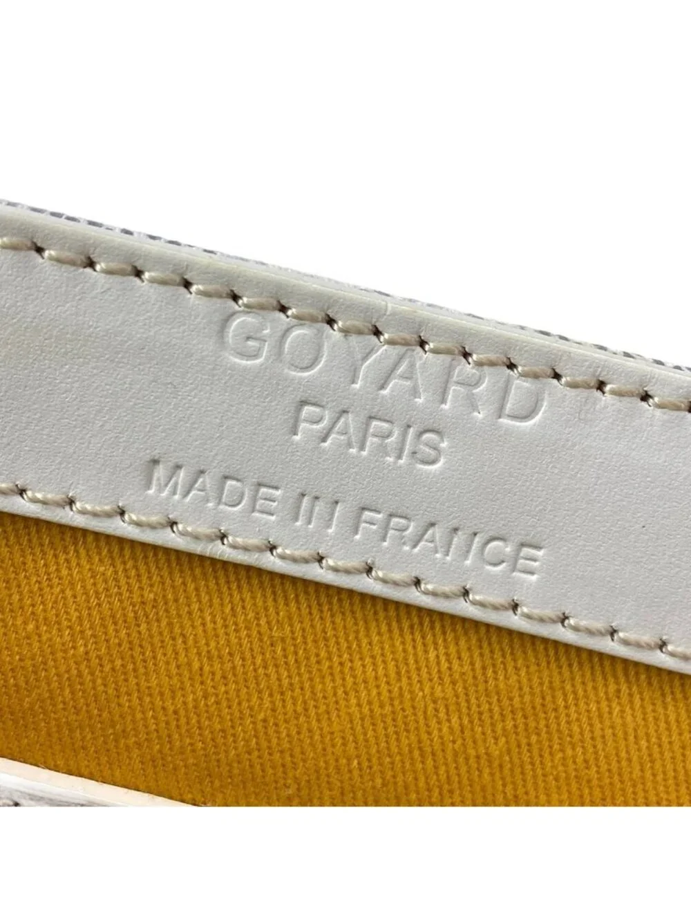 Goyard Handbag Saigon PM White Gray Brown Wood Handle Leather